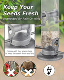 iBorn Metal Bird Feeder Hanging Wild Bird Seed Feeder for Mix Seed Blends Heavy Duty All Metal Silver Finish,14 Inch 6 Port(Seed is not Included) by CozyNest Decor