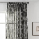 Sutuo Home Boho Curtains 96 Inches Long for Bedroom Living Room Kitchen, Stripe Floral Bohemian Tassels Country Window Treatment Drape for Halloween Decorations Rod Pocket, 1 Panel 59"W x 96"L,Black by CozyNest Decor