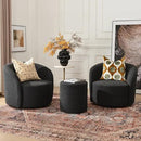 KINWELL 34" W Swivel Barrel Chair Set of 2, Mid Century Modern Round Upholstered Boucle Swivel Accent Chairs, No Assembly Sofa Chair for Living Room Bedroom Reading, Black by CozyNest Decor