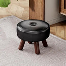13in Small Foot Stool Ottoman, Round Faux Leather Foot Rest, Footstool Ottomans with Rubber Legs Under Desk, Footrest for Couch, Living Room, Bedroom, Office, 13''L x 13''W x 10.2''H, Black by CozyNest Decor