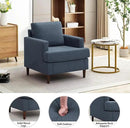 Mid-Century Accent Chair,Modern Linen Fabric Armchair for Living Room,Comfy Upholstered Reading Accent Chairs for Bedroom,Single Sofa Chair with Wood Legs (Blue Grey, 1 Pack) by CozyNest Decor