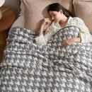 Snuggle Sac Houndstooth Throw Blanket for Couch, Reversible Super Soft Warm Blankets Cozy Knit Fuzzy Plush Lightweight Throws for Sofa, Bed, Camping, Grey,50x60 inches by TinyTreasures Baby Boutique