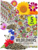 Seed Needs Garden Flower Seeds Large Blooms Mix Hummingbird and Butterfly | 5 Packs (1 Ounce Each) No Filler 7 Varieties Open Pollinated | Resealable Package Live Wild Flower Seed | Bulk by GreenHaven Gardens