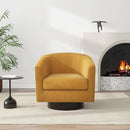 Swivel Barrel Accent Chair, Modern Round Corduroy Fabric Arm Chair for Living Room, Bedroom, Comfy Club Reading Chairs for Adults (Corduroy Orange, Set of 4) by CozyNest Decor