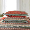 NEWLAKE Cotton Bedspread Quilt Sets - Reversible Patchwork Coverlet Set, Red Striped Jacquard Pattern, Oversized King Size by CozyNest Decor