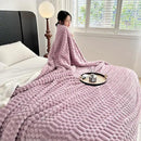 UKELER Sherpa Throw Blankets 60 × 80 inch, 470 GSM Striped Sherpa Fleece Blanket for All Season, Warm and Cozy Blanket for Couch Sofa Bed Office Camping, Purple by CozyNest Decor