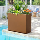 FENCY Metal Planter Box, Large Rectangular Planters for Outdoor Plants, Outdoor Tall Planters with Drainage Holes, Brown Metal Planters (30" L x 12" W x 24" H) by CozyNest Decor
