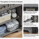 Bathroom Floor Cabinet, Farmhouse 24" Wide Cabinet with Drawer, Adjustable Shelf, Barn Doors, Cabinets for Bathroom, Kitchen, Living Room, Grey Wash by CozyNest Decor