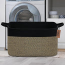 COMFY-HOMI Large Rectangular Blanket, Cotton Rope Woven for Storage, LaundryHamper, Storage,Toy Organizing Bin with Handle, Organizer and Storage-22x15x12-Black/Jute by TinyTreasures Baby Boutique
