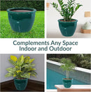 Sunnydaze Chalet Large Ceramic Plant Pot - Round Outdoor Glazed Ceramic Planter Pot with Drainage - Dark Green - 14.5" by CozyNest Decor