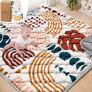 Baby Play Mats for Floor, 47x47 Playpen Mat for Babies, Extra Thicker & Soft Floor Crawling Mat, Foldable Non-Slip Playmat Cushioned for Infants Toddlers, Boho Leaf Design by TinyTreasures Baby Boutique