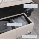 BELLEZE 47 Inch Storage Ottoman, Linen Storage Bench for Bedroom, Living Room, Entryway, Hallway, Foot Rest, Support 300lbs - Beige by CozyNest Decor