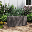 80 Gallon Coffee Resin Deck Box - Rustic Outdoor Storage for Garden Tools, Patio Essentials & Package Delivery - Weatherproof, Lockable for Farmhouse Decks by GreenHaven Gardens