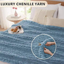 L'AGRATY Chunky Knit Blanket Throw: 60''x80'' Chenille Chunky Knitted Throw Blanket for Bed Couch - Handmade Thick Big Cable Knit Blanket - Large Crochet Rope Blanket for Home Decor(Airy Blue) by CozyNest Decor