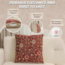 Charlotte Home Furnishings Throw Pillow Covers 16x16 in, Red Flowers Decorative Couch Pillow Cover, Boho Decor European Tapestry Cushion Cases, Living Room Cozy Home Decor, Jacquard Woven Soft Cotton by CozyNest Decor