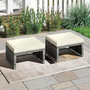 Tangkula 2 Pieces Patio PE Rattan Ottomans, Multipurpose Outdoor Footstool Footrest Additional Seating Side Table with Soft Zippered Cushions for Deck, Garden, and Yard (White) by CozyNest Decor