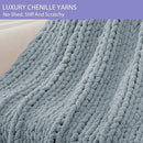Bigacogo Chunky Knit Throw Blanket for Couch, 51x63 inches, 100% Hand Knitted with Thick Jumbo Chenille Yarn, Cozy Soft Large Rope Knot Cable Crochet Blankets for Sofa Bed Living Room, Dusty Blue by CozyNest Decor
