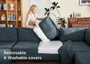 Nolany Sectional Sofa with Storage Ottoman, Corduroy Modular Sectional Couch, U Shape Sectional Couches for Living Room, Blue by CozyNest Decor