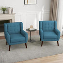 UIXE Accent Chair, Modern Upholstered Armchair in Fabric for Living Room, Comfy Club Arm Chairs Single Sofa Button Tufted Bedroom Reading Seat - Turquoise Blue, Set of 2 by CozyNest Decor