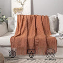 MIULEE Knitted Boho Throw Blanket for Couch Textured Knit Terracotta Rust Blanket with Tassels Cozy Woven Farmhouse Blanket for Sofa Bed Chair Wave Pattern Fall Decor 50"x60", Orange by CozyNest Decor