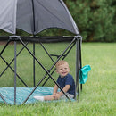 Baby Delight Go With Me Eclipse Mesh Portable Playard | Playpen | Sun Canopy | Indoor and Outdoor | Watercolor Stripe Base by TinyTreasures Baby Boutique