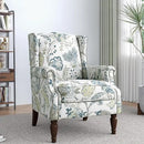 Lumibee High Back Accent Chair Set of 2, Armchair in Fabric,Comfy Upholstered Wingback Single Sofa Reading Chairs with Solid Wood Legs for Living Room,Bedroom,Office-Plants Blue by CozyNest Decor