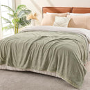 EMME Muslin and Fleece Queen Blanket Reversible - 80"*90" Sage Green Soft Warm Throw Blankets for Couch Bed Picnic Travel Bed by CozyNest Decor