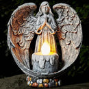 Angel Garden Statues Outdoor Cemetery Decorations for Grave Take The Cross Praying Wings Angel Figurine Cemetery Lights Patio Lawn Yard Porch Decorations 10.24 Inch by GreenHaven Gardens