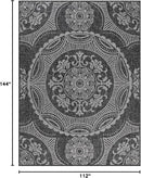 Medallion Outdoor Rug 9x12 Washable Outside Carpet for Indoor Patio Porch Waterproof Easy Cleaning Non Shedding Area Rugs Dark Gray 9 x 12 by CozyNest Decor
