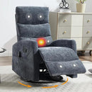 Manual Swivel Rocker Recliner Chair for Adults, Overstuffed Reclining Glider Chair for Nursing with Vibration Massage & Heat, Living Room Rocking Recliner 3-Stage backrest, Chenille Fabric Blue by CozyNest Decor
