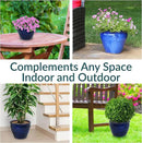 Sunnydaze Chalet Large Ceramic Plant Pot - Round Outdoor Glazed Ceramic Planter Pot with Drainage - Imperial Blue - 14.5" by CozyNest Decor