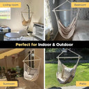 ADVOKAIR Hammock Chair Swing (500 lbs Max) - Hanging Hammock Chair Rope Swing Indoor for Bedroom, Outdoor, Patio, Bedroom, Porch, Deck - Sturdy Steel Bar with Anti-Slip Safety Rings by GreenHaven Gardens