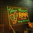 Personalized Beer Pub Bar Signs with Your Name for home wall light up with personalized pub name, man cave accessories, beer themed neon customizable lighted sign by CozyNest Decor