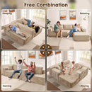 ovios 104" Cloud Sectional Couch with L-Shape Chaise,Modern Modular Sofa with Deep Seat, Upholstered Couches for Living Room Bedroom,No Assembly Required, Beige (Plush Corduroy Fabric) by CozyNest Decor
