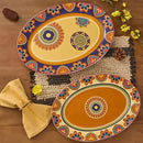 Bico Tunisian 16 plus 14 inch Oval Platters Set, Set of 2, Microwave and Dishwasher Safe, for Serving Fish, Chicken, Turkey by CozyNest Decor