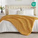 Carriediosa Chunky Knit Throw Blanket 50" X 60", 100% Hand Made Large Chenille Loop Yarn Soft Fluffy Throws for Couch Sofa Bed, Big Crochet Cozy Heavy Thick Cable Woven Blanket, Yellow by CozyNest Decor