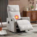 Manual Swivel Rocker Recliner Chair for Adults, Overstuffed Reclining Glider Chair for Nursing with Vibration Massage & Heat, Living Room Rocking Recliner 2-Stage backrest, Chenille Fabric Light Gray by CozyNest Decor