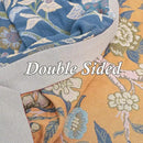 Snycler Boho Throw Blanket for Bed - 100% Cotton Ultra Soft Rustic Quilt Blanket Orange Bird Floral Printed Farmhouse Decor Bed Blankets, 80"×90" All Season Rustic Throw for Sofa Couch Chair by CozyNest Decor