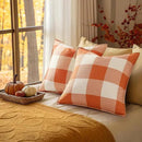 decorUhome Fall Orange and White Decorative Throw Pillow Covers 16x16 Set of 2, Buffalo Plaid Check Farmhouse Cushion Covers with Stitched Edge for Autumn Harvest Couch Sofa Bed Home Decor by CozyNest Decor