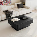 Lift Top Coffee Table with Storage, Solid Wood Coffee Table with Adjustable Height, Fluted Center Table Accent Tea Table for Living Room, Apartment, Office (38.6" Black) by CozyNest Decor