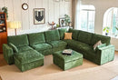 Oversized Modular Sofa Comfy Cloud Couch with Storage, Extra Deep Plush Sectional Sofa Set for Living Room, Covers Washable, Chenille, Olar (Green, 8-Seater with Corner & 2 Ottomans, u-Shaped) by CozyNest Decor