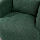KINWELL 34" Wide Boucle Swivel Barrel Chairs Set of 2, No Assembly Round Upholstered Armchairs Accent Chairs Single Sofa Chair with Toss Pillow for Living Room and Bedroom, Green by CozyNest Decor