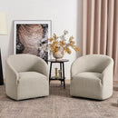 KINWELL 32" Wide Modern Boucle Swivel Barrel Chairs Set of 2, No Assembly Round Upholstered Swivel Accent Armchairs for Living Room, Bedroom (Oatmeal) by CozyNest Decor