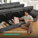 HONBAY Modular Sectional Sofa with Storage Corduroy U Shaped Sofa Modular Sectional Couches for Living Room,Dark Grey by CozyNest Decor