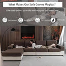 Couch Cushion Covers for Sectional Sofa, Stretch Soft Sofa Slipcovers Washable Wear-Resistant Universal Furniture Protector for Living Room(3 Seaters Covers+1 Chaise Cover, Brown) by CozyNest Decor