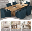 VKNOW Upholstered Dining Chairs Set of 4, Modern Kitchen Chairs Dinner Chairs with 4 Casters, Linen Armchair for Bedroom Reading Room Living Room, Navy by CozyNest Decor