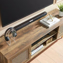 Mid Century Modern TV Stand with Metal Mesh Doors and Open Shelf for Tvs up to 65" Boho Media Console Entertainment Center with Cable Holes for Living Room Rustic Oak 59.06"x15.55"x20.87" by CozyNest Decor