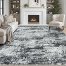 Area Rug 9x12 Washable Rugs: Abstract Large Living Room Rugs with Non-Slip Backing, Stain Resistant Indoor Floor Carpet for Bedroom Dining Room Table Nursery Hallway Home Office Dark Black/Gray by TinyTreasures Baby Boutique