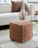Mark&Day Pouf Ottoman, Lanzenkirchen Natural Fiber Burnt Orange Cube Pouf Foot Rest for Living Room, Bedroom and Boho Home Decor (16"x16"x16") by CozyNest Decor