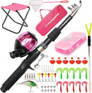 DaddyGoFish Kids Fishing Pole - Rod Reel Combo Tackle Box Starter Set - First Year Small Dock Gear Kit for Boys Girls Toddler Youth Age Beginner Little Children Junior Anglers Older Kids by TinyTreasures Baby Boutique